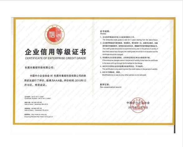 企業信用等級證書